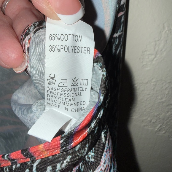 Peacock Print Jumpsuit Deep V-neck Sleeveless Spaghetti Strap Split Side Leg M - Picture 10 of 12